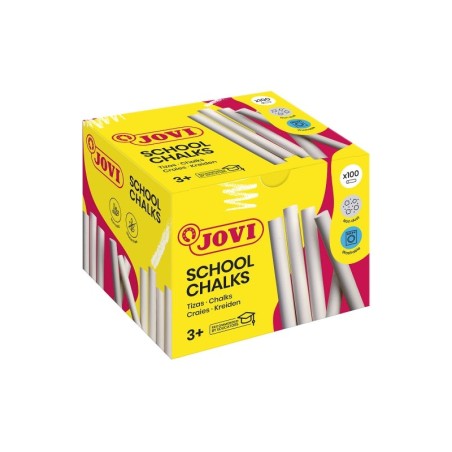 Jovi Classcolor Boîte de 100 Craies Antipoussière Blanches - Compactes - sans Poussière - Matières Premières Naturelles