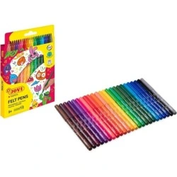 Jovi Felt Pens Pack de 24 Rotuladores - Punta de 3mm - Amplia Variedad de Tonos - Tinta de Gran Fijacion - Capuchon de