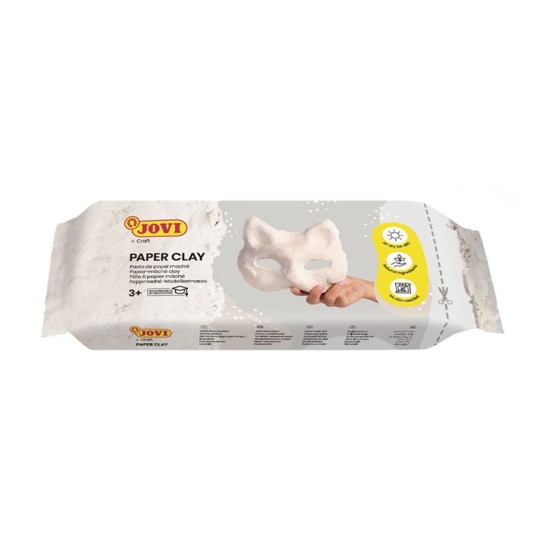 Jovi Paper Clay Pâte à Papier Mâché 680gr - Prête à l'Emploi - Séchage à l'Air - Légère et Facile à Modeler - Ne Tache Pas