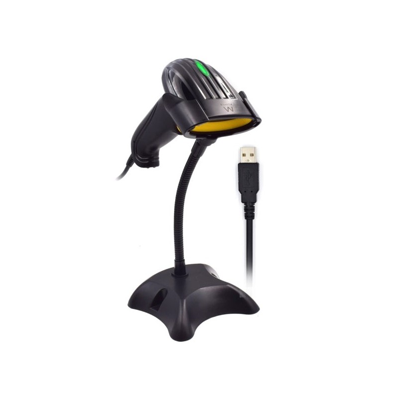 Ewent EW3400 Lector Codigo de Barras 1D Laser - Conector USB -150 Lecturas por segundo - Base Manos libres - Color Negro