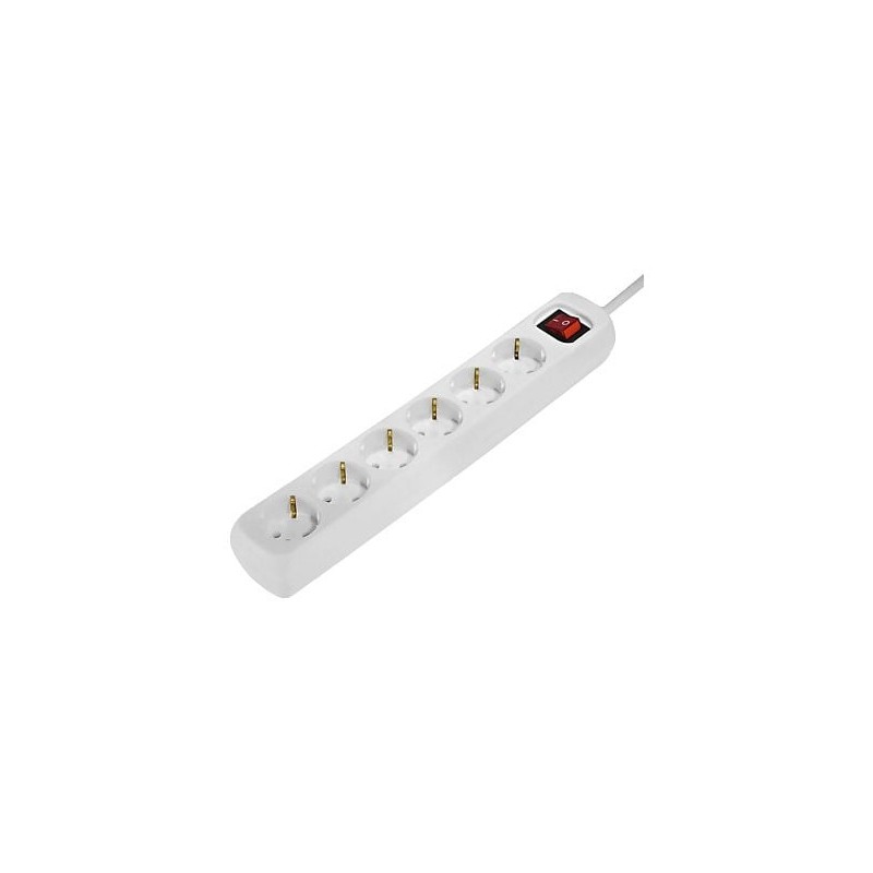 Hama Regleta Alimentacion con 6 Tomas - Cable 1.4m - Interruptor de Encendido - 33.7x5.5x4.7cm - Color Blanco