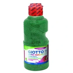 Tempera Giotto Extra Quality Glitter - 250ml - Lispa para Uso - Garrafa Bio Pet - Cor Verde