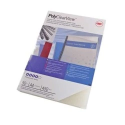 GBC PolyClearView Pack de 100 Couvertures de Reliure A4 - 300 Microns - Couleur Transparent Mat