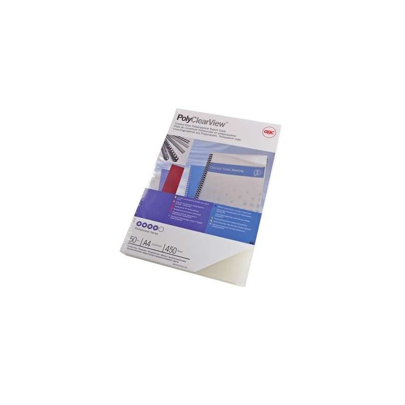 GBC PolyClearView Pack de 100 Portadas de Encuadernar A4 - 300 Micras - Color Transparente Mate