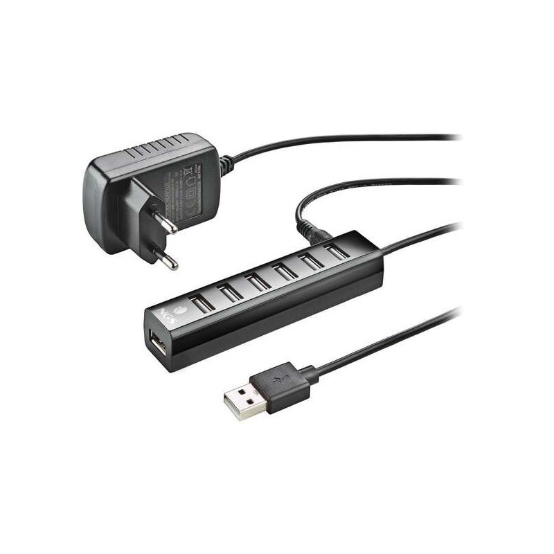 NGS Ihub7 Tiny Hub USB 2.0 - 7 Puertos USB 2.0 - Adaptador de Corriente - Velocidad hasta 480Mbps