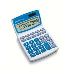Ibico 210X Desktop Calculator 10 Digit - Adjustable Tilt LCD Display - Large Keys - White/Blue