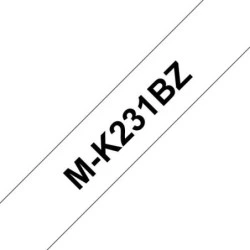 Brother MK231BZ Fita No Laminada Genérica de Etiquetas - Texto Preto sobre fundo branco - Largura 12mm x 4 metros