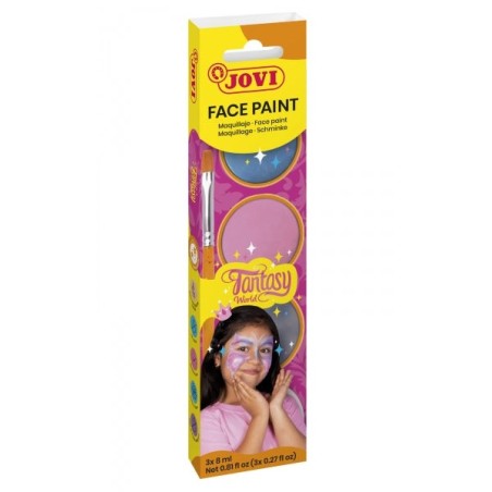 Jovi Fantasy Étui de Maquillage Crème - Hypoallergénique - Application Facile - Inclut Éponge et Pinceau - Couleur Assortie