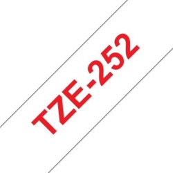 Brother TZe252 Fita Laminada Genérica de Etiquetas - Texto vermelho sobre fundo branco - Largura 24mm x 8 metros