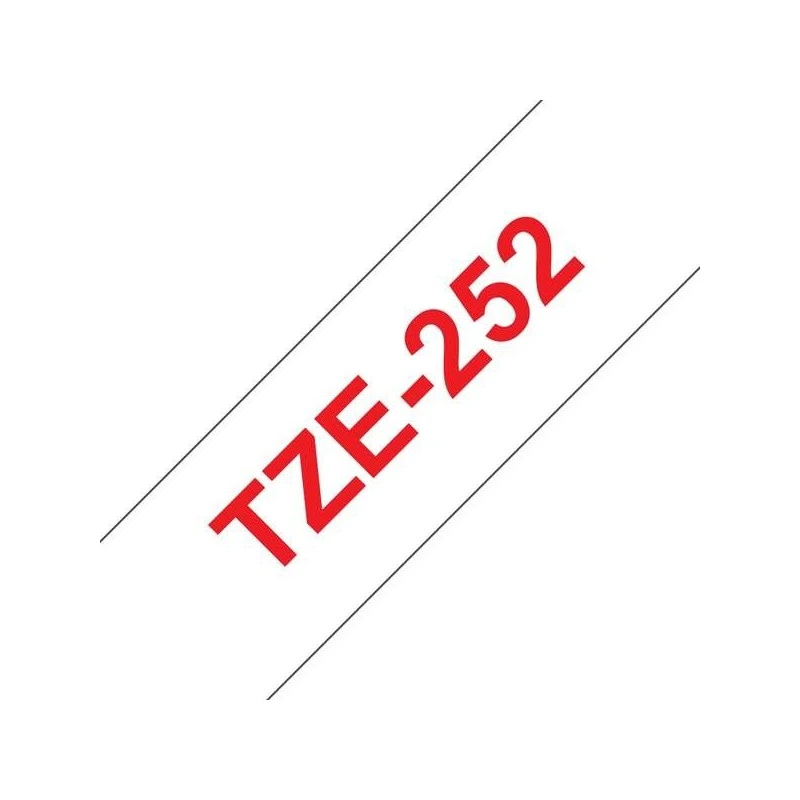 Brother TZe252 Fita Laminada Genérica de Etiquetas - Texto vermelho sobre fundo branco - Largura 24mm x 8 metros