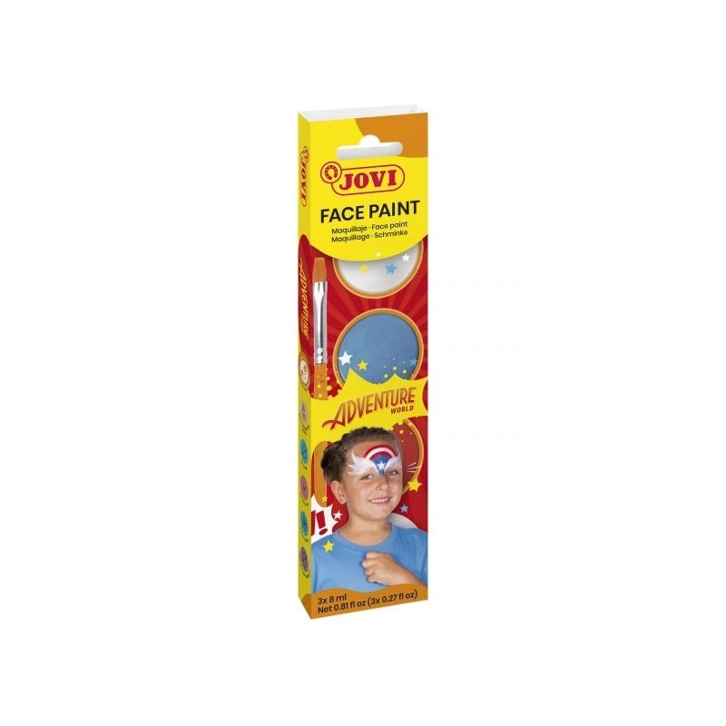 Jovi Adventure Estojo de 3 Frascos 8ml Maquilhagem em Creme + Acessórios - Hipoalergénico - Fácil Aplicação - Base Gorda