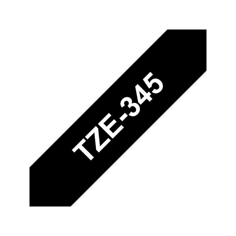 Brother TZe345 Cinta Laminada Generica de Etiquetas - Texto blanco sobre fondo negro - Ancho 18mm x 8 metros