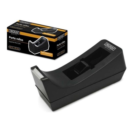Ingraf Portarrollos Pr1 - Cuerpo de Plastico Abs - Base de Caucho Antideslizante - Cuchilla de Acero - Color Black