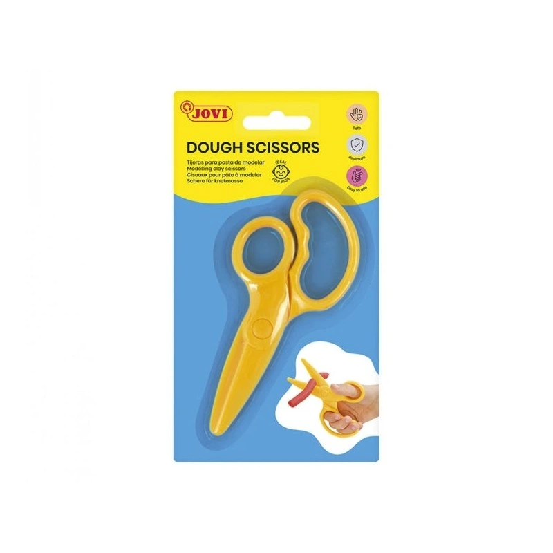 Jovi Dough Scissors Tesoura para Massa de Modelar - Uso Infantil - Também Corta Papel - Cor Amarelo