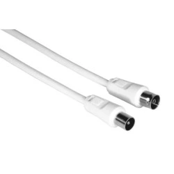 Hama Cabo Coaxial de Antena Macho/Fêmea - Comprimento 5m - Blindagem 75dB - Impedância 75Ohm - Cor Branco