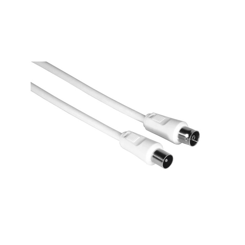 Hama Cabo Coaxial de Antena Macho/Fêmea - Comprimento 5m - Blindagem 75dB - Impedância 75Ohm - Cor Branco