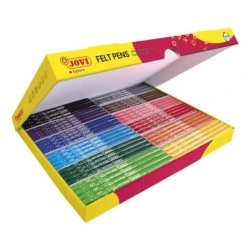 Jovi Felt Pens Boîte de 144 Feutres - Pointe de 3mm - Capuchon Ventilé - Grip Triangulaire Ergonomique - Encre Grande Fixation