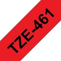Brother TZe461 Fita Laminada Genérica de Etiquetas - Texto preto sobre fundo vermelho - Largura 36mm x 8 metros
