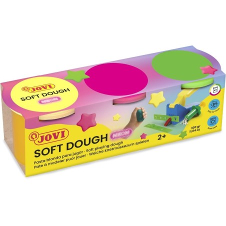 Jovi Soft Dough Blandiver Pack de 3 Pots 110gr - Souple et Flexible - Facile à Pétrir et Modeler - Idéal pour l'Initiation au