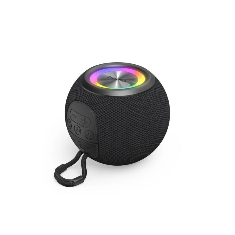 Hama Portable Speaker - 5W Power - Bluetooth - 3.5mm Jack - USB-C - 1200mAh Battery - Supports MicroSD - LED Light - 10m Range