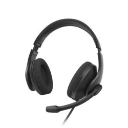Hama Hs-USB300 V2 Auriculares con Microfono Omnidireccional - Cable 2m - Diadema Ajustable - Almohadillas de Malla - Color Negro