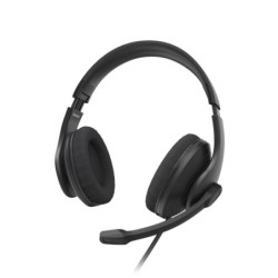 Hama Hs-USB300 V2 Auscultadores com Microfone Omnidirecional - Cabo 2m - Arco Ajustável - Almofadas em Malha - Cor Preto