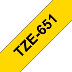 Brother TZe651 Ruban d'Étiquettes Laminé Générique - Texte Noir sur Fond Jaune - Largeur 24mm x 8 mètres