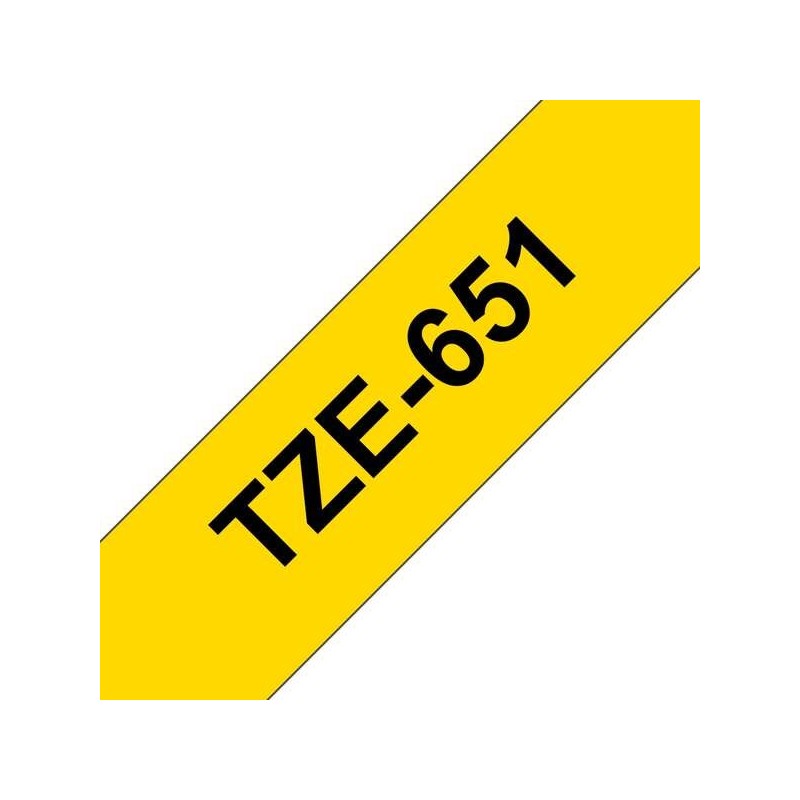 Brother TZe651 Fita Laminada Genérica de Etiquetas - Texto Preto sobre fundo Amarelo - Largura 24mm x 8 metros
