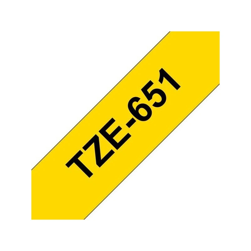 Brother TZe651 Fita Laminada Genérica de Etiquetas - Texto Preto sobre fundo Amarelo - Largura 24mm x 8 metros