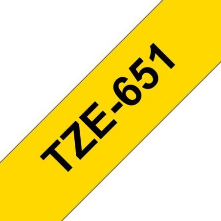 Brother TZe651 Fita Laminada Genérica de Etiquetas - Texto Preto sobre fundo Amarelo - Largura 24mm x 8 metros
