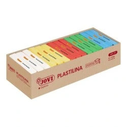 Jovi Expositor de 15 Pastilhas de Plasticina 350gr Cores Básicas - 100% Vegetal - Muito Moldável - Não Seca - Cores Sortidas