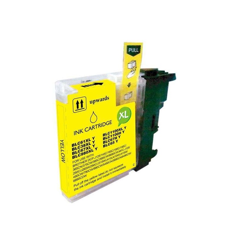 Brother LC980XL/LC1100XL/LC985XL Jaune Cartouche d'encre Générique - Remplace LC980Y/LC1100Y/LC985Y