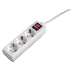 Hama Extensão Alimentação com 3 Tomas - Potência Máxima 3680W - Cabo 1.4m - Interruptor de Encendido - 21x5.5x4.7cm - Cor