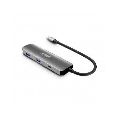 Urban Factory Hubee HUB 4 in 1- Male USB-C - Female USB-A/USB-C/HDMI - 100W PD - Metal Grey