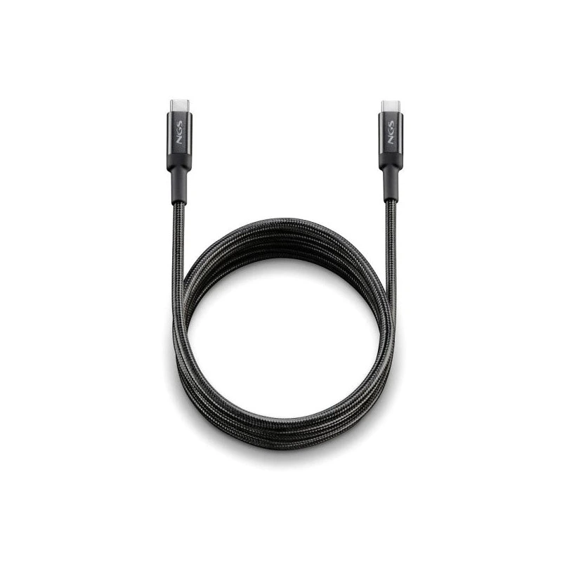 NGS Cable 2.0 USB-C Macho a USB-C Macho - Carga Ultrarapida hasta 65W - Longitud 3m - Color Negro