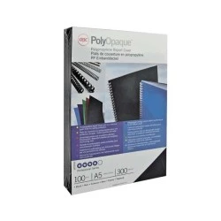 GBC PolyOpaque Pack de 100 Couvertures de Reliure A4 - 300 Microns - Couleur Noir