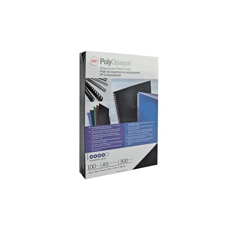 GBC PolyOpaque Pack of 100 A4 Binding Covers - 300 Microns - Black