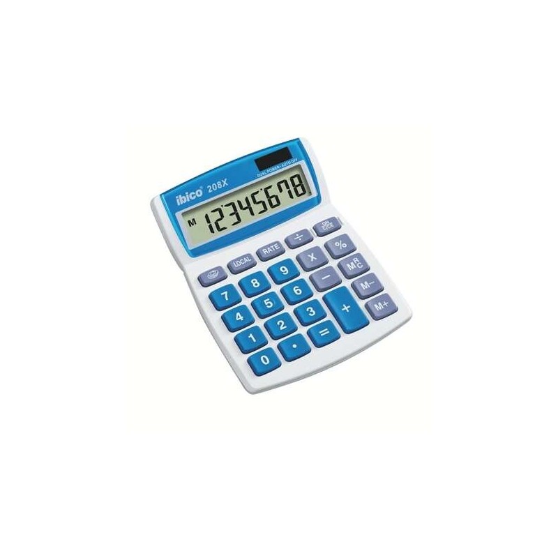 Ibico 208X Calculatrice de Bureau - Grandes Touches - LCD 8 Chiffres - Fonction de Prorogation
