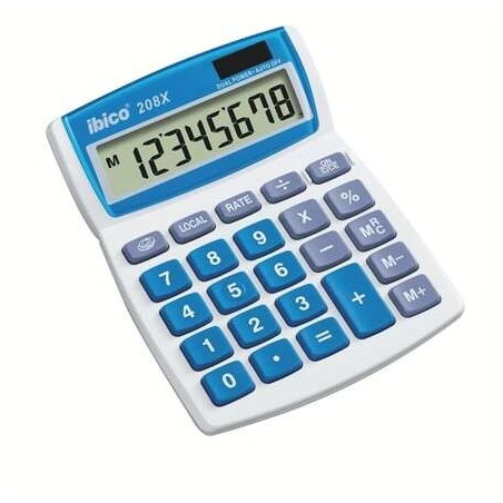 Ibico 208X Calculatrice de Bureau - Grandes Touches - LCD 8 Chiffres - Fonction de Prorogation