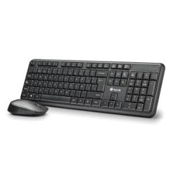NGS Kit Teclado Inalambrico y Raton Inalambrico 1200dpi - Italiano - 12 Teclas Multimedia - Indicadores LED - Color Negro