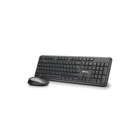 NGS Kit Teclado Inalambrico y Raton Inalambrico 1200dpi - Italiano - 12 Teclas Multimedia - Indicadores LED - Color Negro