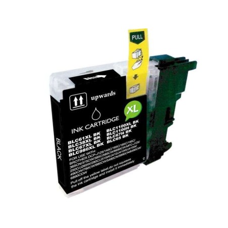 Brother LC980XL/LC1100XL/LC985XL Tinteiro Preto Genérico - Substitui LC980BK/LC1100BK/LC985BK