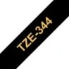 Brother TZe344 Fita Laminada Genérica de Etiquetas - Texto dourado sobre fundo Preto - Largura 18mm x 8 metros