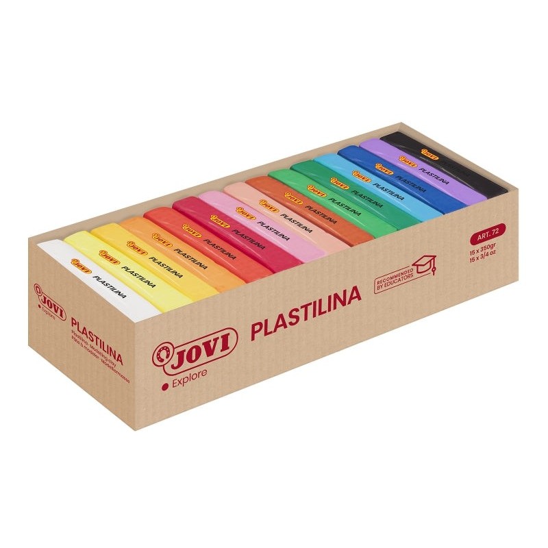Jovi Présentoir de 15 Pains de Pâte à Modeler 350gr - Très Malléable - Ne Sèche Pas - Couleur Assortie