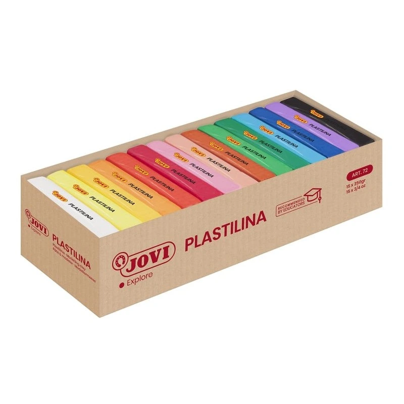 Jovi Présentoir de 15 Pains de Pâte à Modeler 350gr - Très Malléable - Ne Sèche Pas - Couleur Assortie
