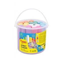 Jovi Street Chalks Bote 21 Tizas Jumbo - Especiales para Dibujar en El Suelo - Tizas Redondas - Facil Eliminacion con Agua