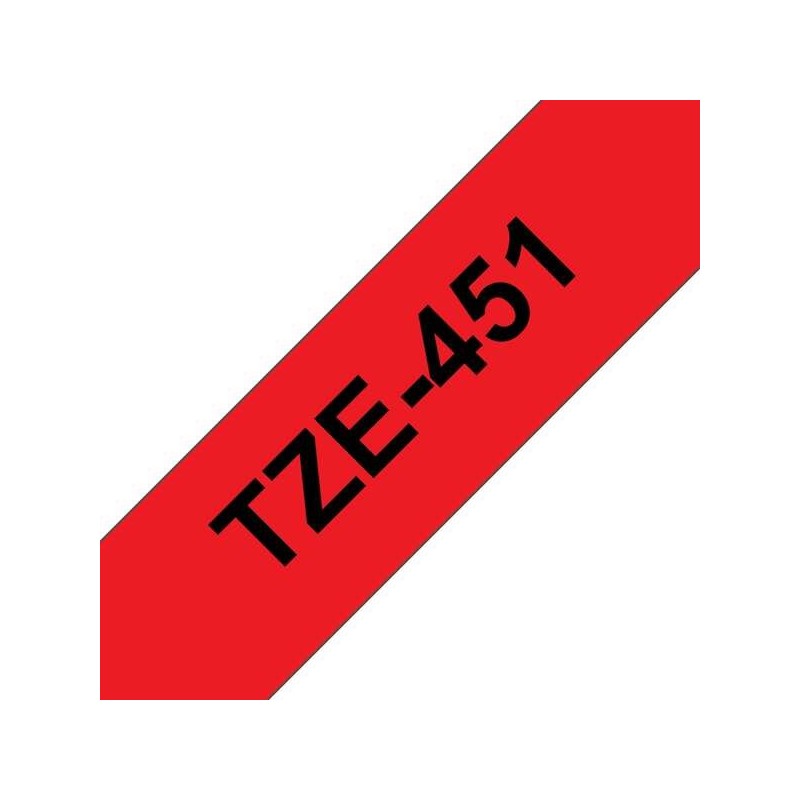 Brother TZe451 Cinta Laminada Generica de Etiquetas - Texto negro sobre fondo rojo - Ancho 24mm x 8 metros