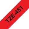 Brother TZe451 Cinta Laminada Generica de Etiquetas - Texto negro sobre fondo rojo - Ancho 24mm x 8 metros