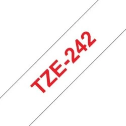 Brother TZe242 Fita Laminada Genérica de Etiquetas - Texto vermelho sobre fundo branco - Largura 18mm x 8 metros