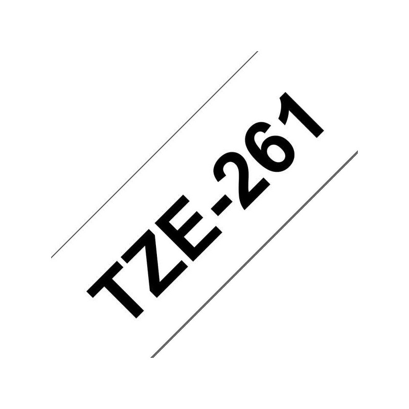 Brother TZe261 Fita Laminada Genérica de Etiquetas - Texto Preto sobre fundo branco - Largura 36mm x 8 metros